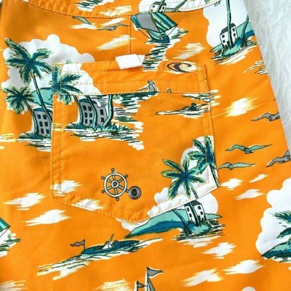 O'Nell Men's size 33 Board Shorts Swim Bathing Suit Orange Green - Picture 3 of 9